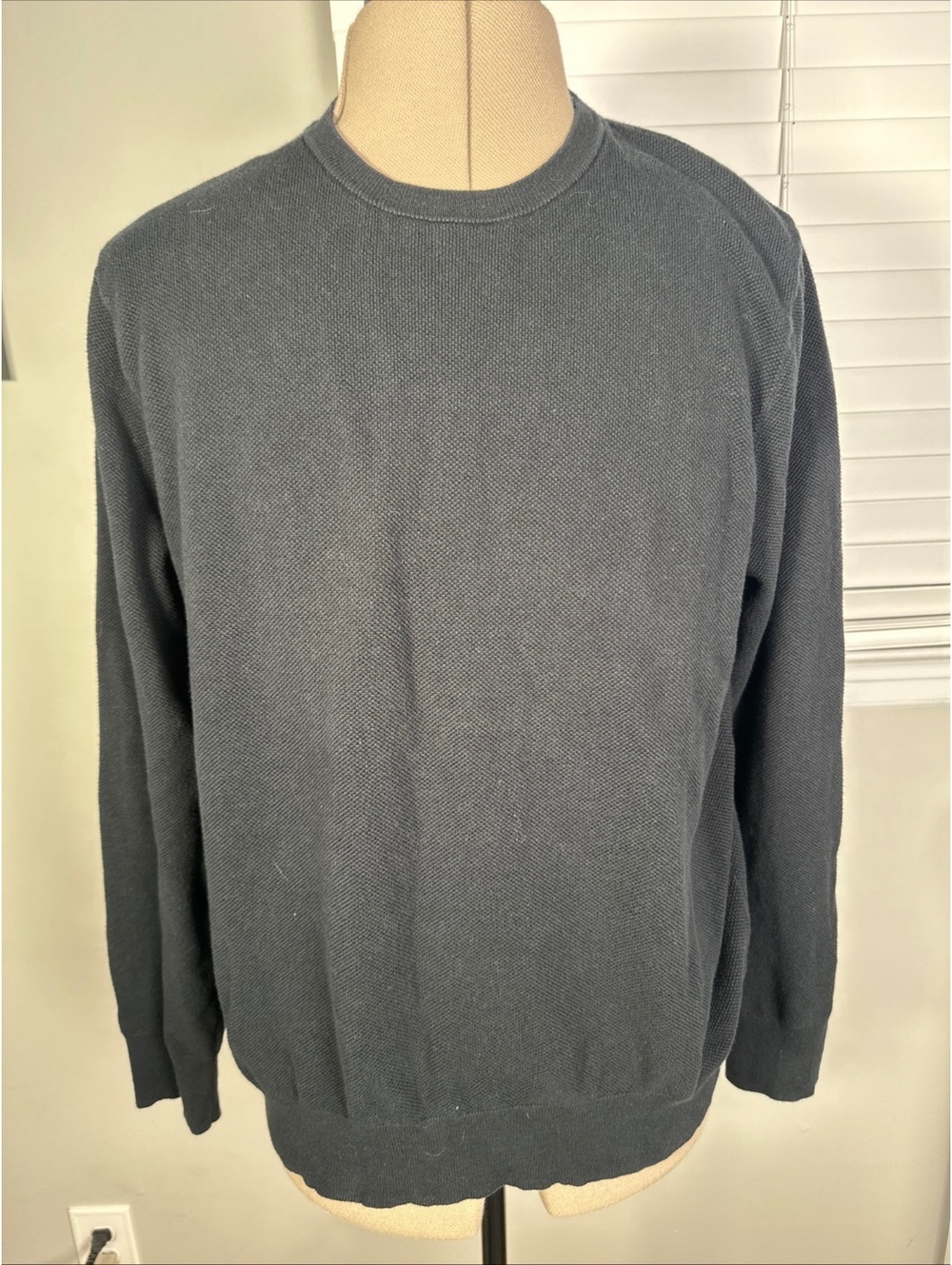 J.Crew Textured Knit Crewneck Sweater XL Black 100% Cotton